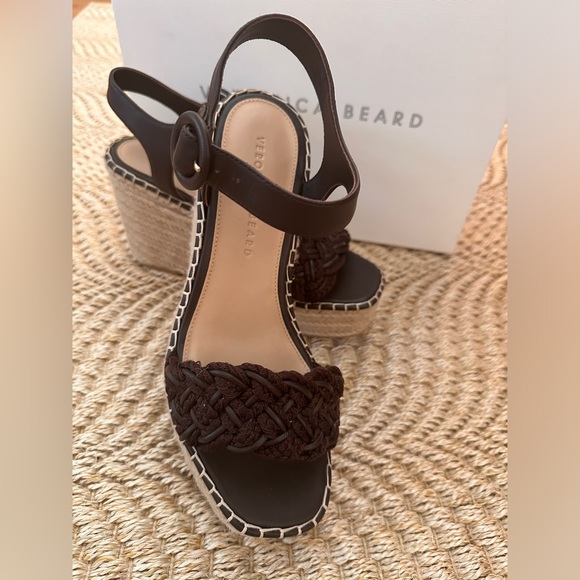 VERONICA BEARD REEMA BRAIDED ANKLE-STRAP WEDGE SANDALS
IN ESPRESSO - Picture 4 of 7